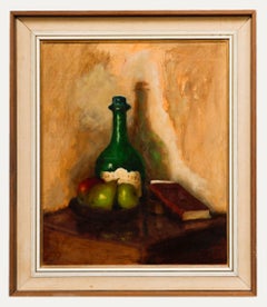 Huile du 20e siècle - Bouteille verte et fruit