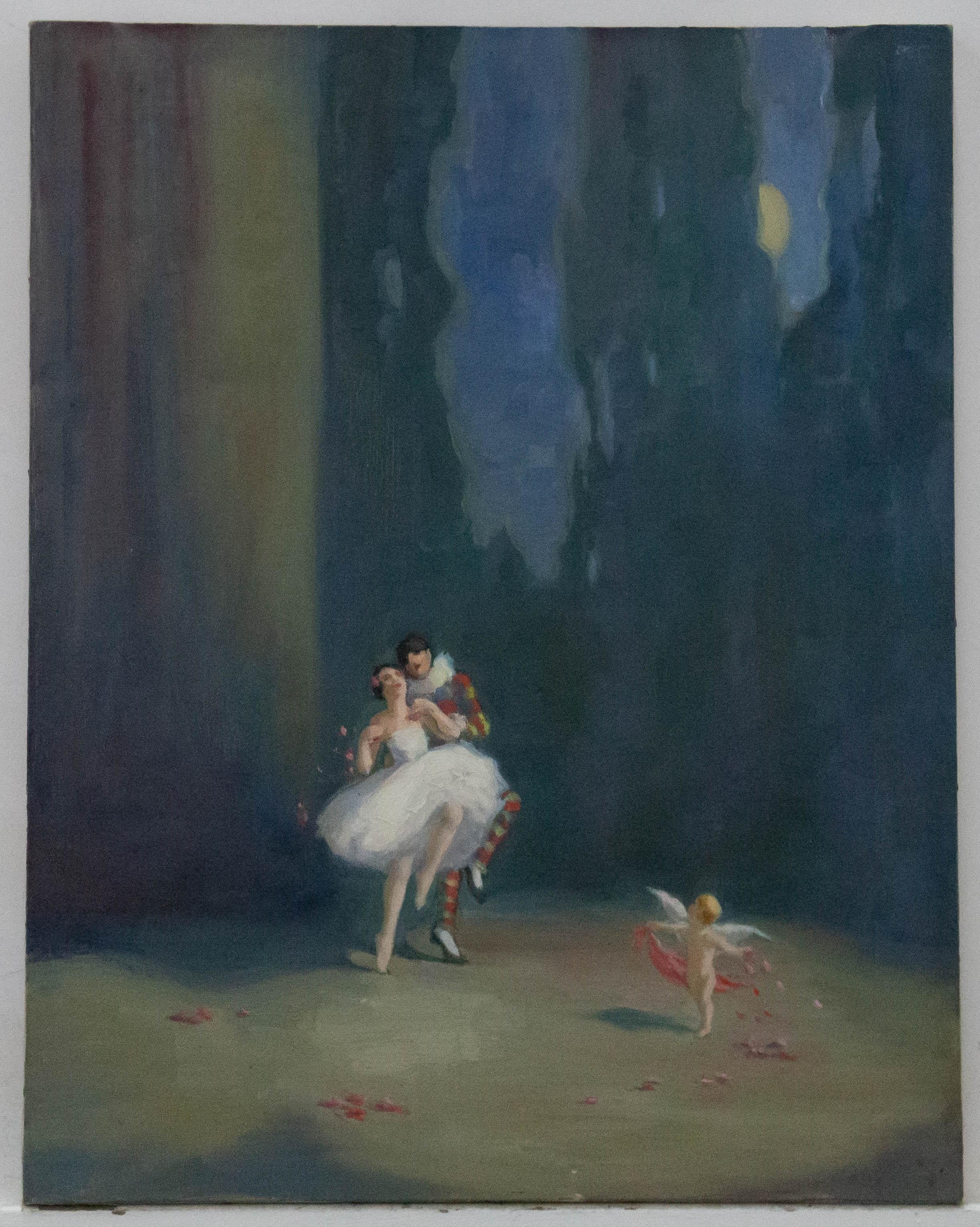 20th Century Oil - Harlequinade - Painting by Unknown