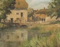 Impressionistische Flussslandschaft, Ölgemälde, 20. Jahrhundert