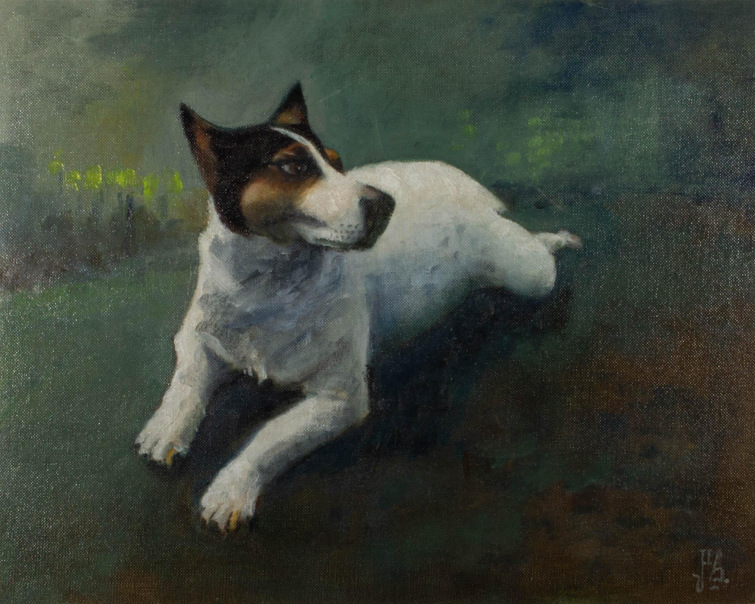 20th Century Oil - Jack Russell Terrier - Painting by Unknown