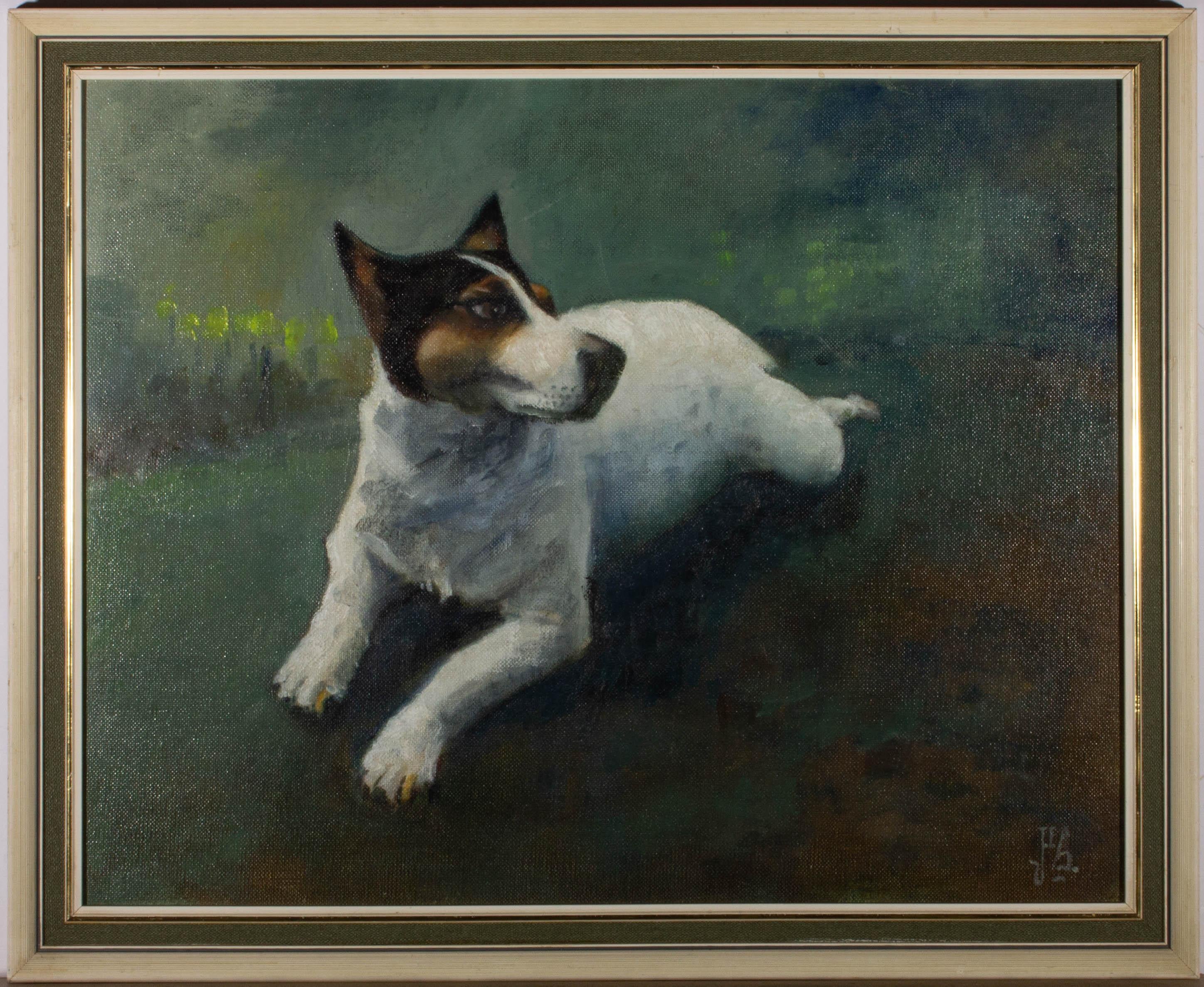 Unknown Portrait Painting - 20th Century Oil - Jack Russell Terrier
