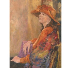 Öl des 20. Jahrhunderts - Dame in Orange