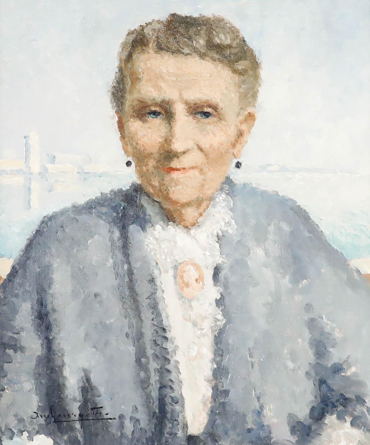 20th Century Oil - Lady With A Golden Brooch - Painting by Unknown