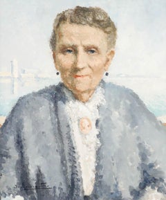 Huile du 20e siècle - Dame à la broche d'or