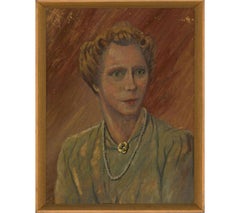 20th Century Oil - Lady with a Pearl Necklace