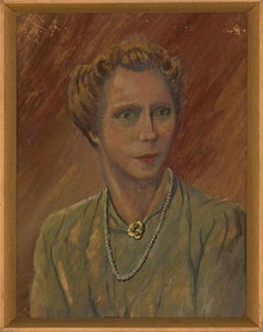20th Century Oil - Lady with a Pearl Necklace
