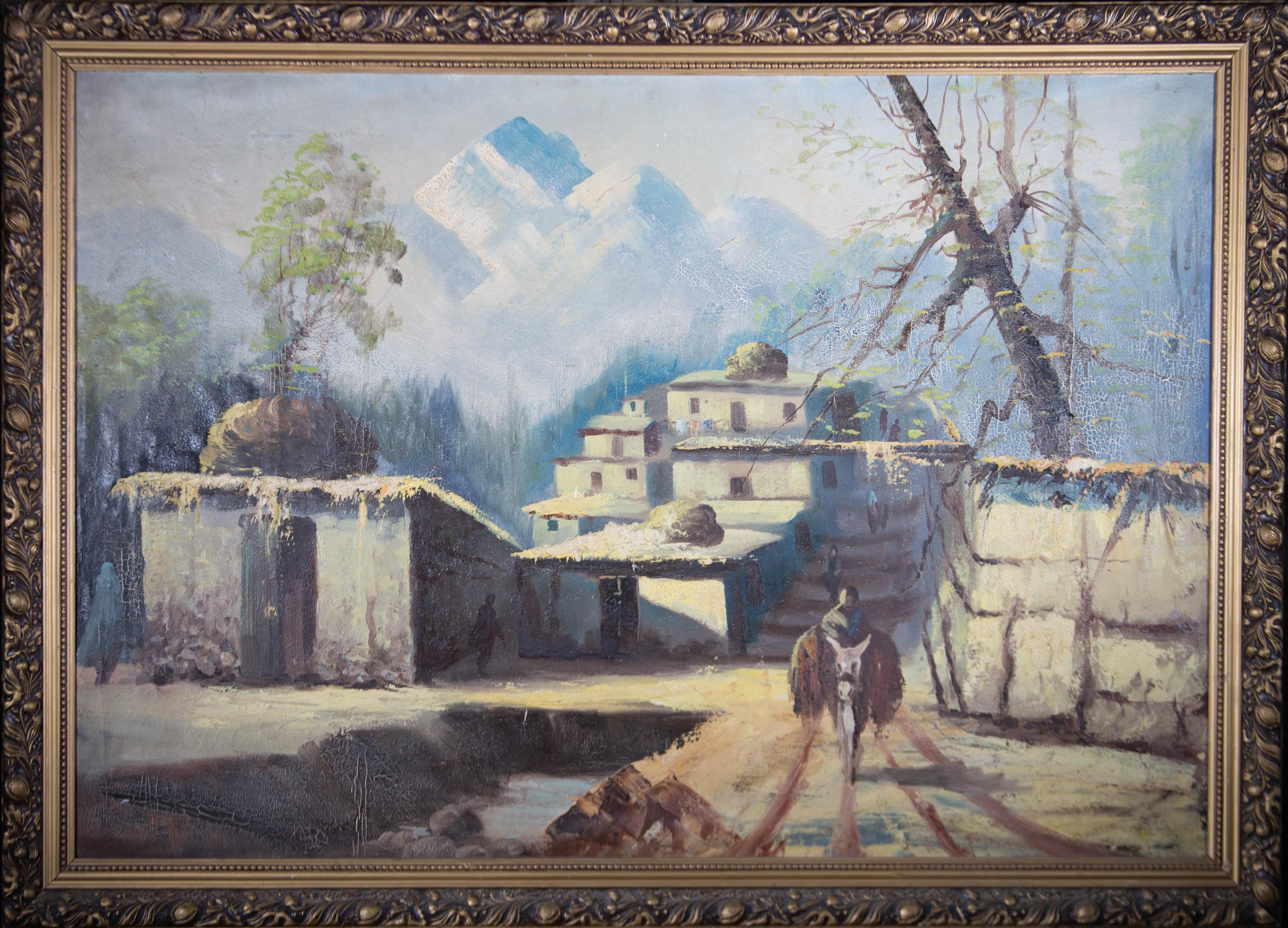 Unknown Landscape Painting - 20th Century Oil - Middle Eastern Village Scene