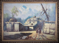 20th Century Oil - Middle Eastern Village Scene