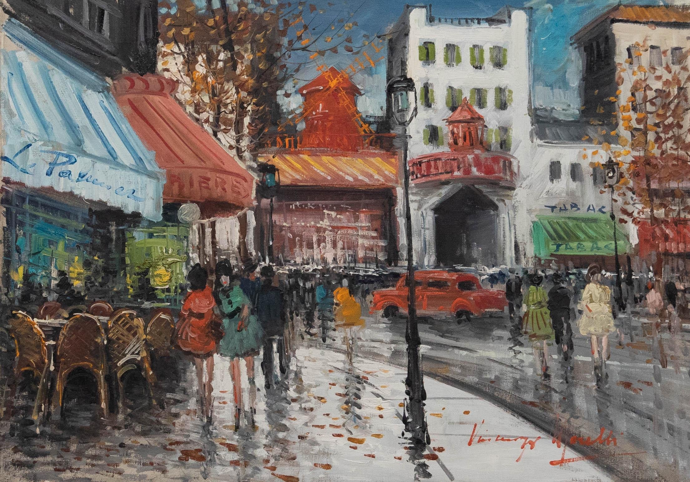 Landscape Painting de Unknown - Óleo del siglo XX - Moulin Rouge