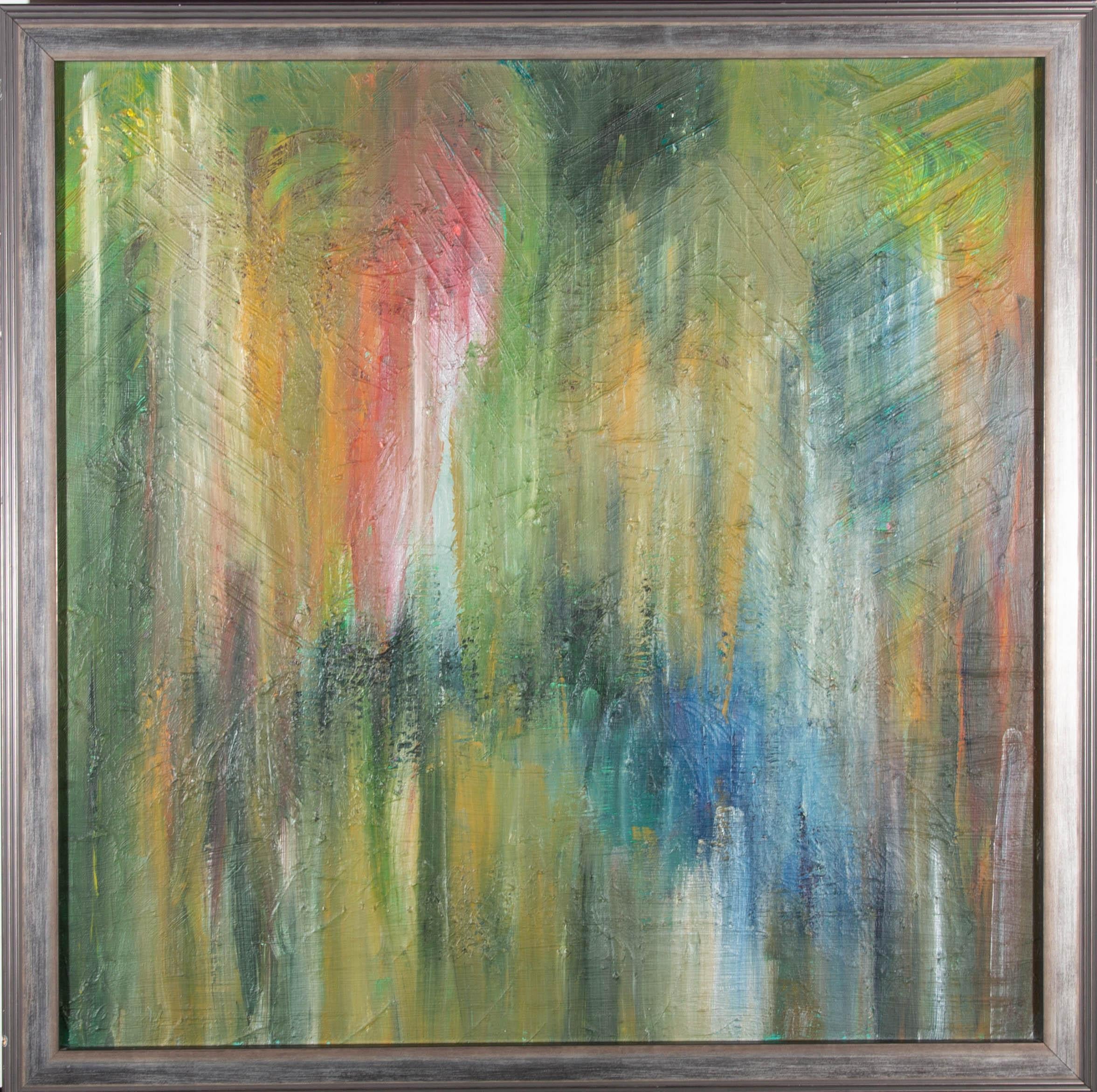 Unknown Abstract Painting - 20th Century Oil - Muted Rainbow