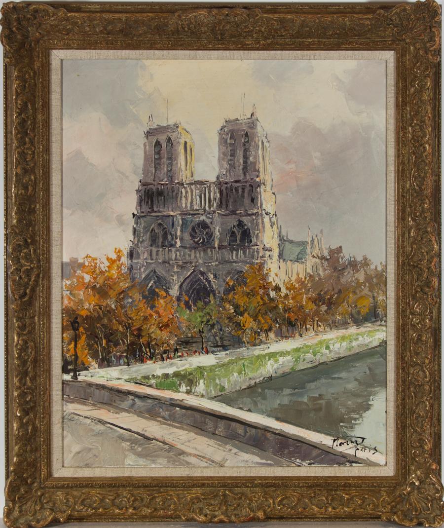 Unknown Landscape Painting - 20th Century Oil - Notre Dame, Paris