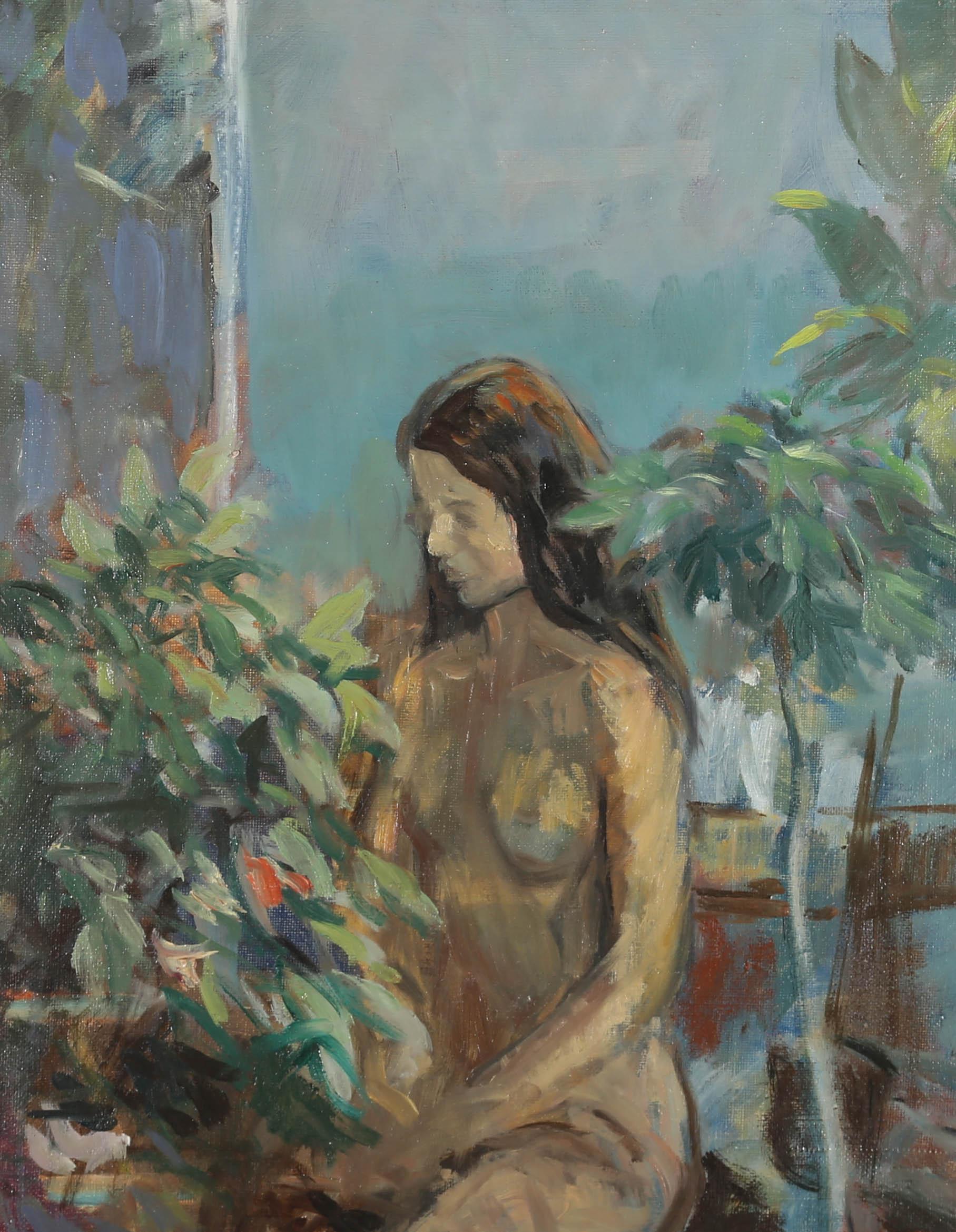 20th Century Oil - Nude Among The Leaves - Painting by Unknown