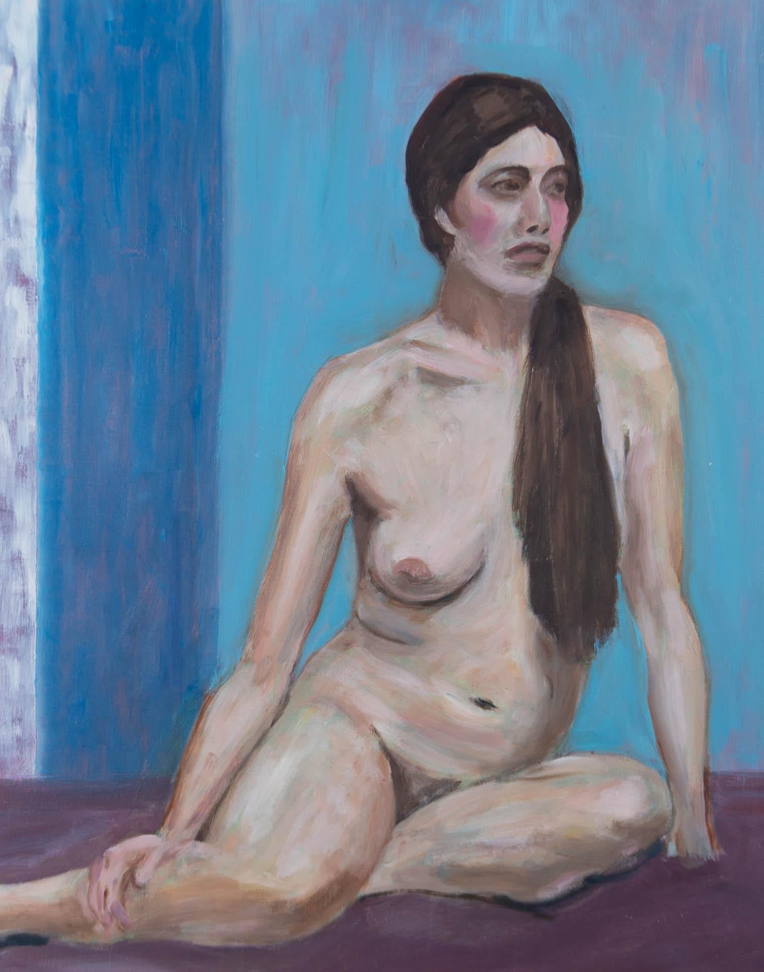 Olio del XX secolo - Ritratto di donna nuda - Painting di Unknown