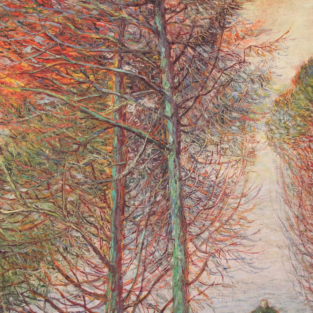 20th Century Oil on Board Italian Signed Landscape Painting, 1950s For Sale 9