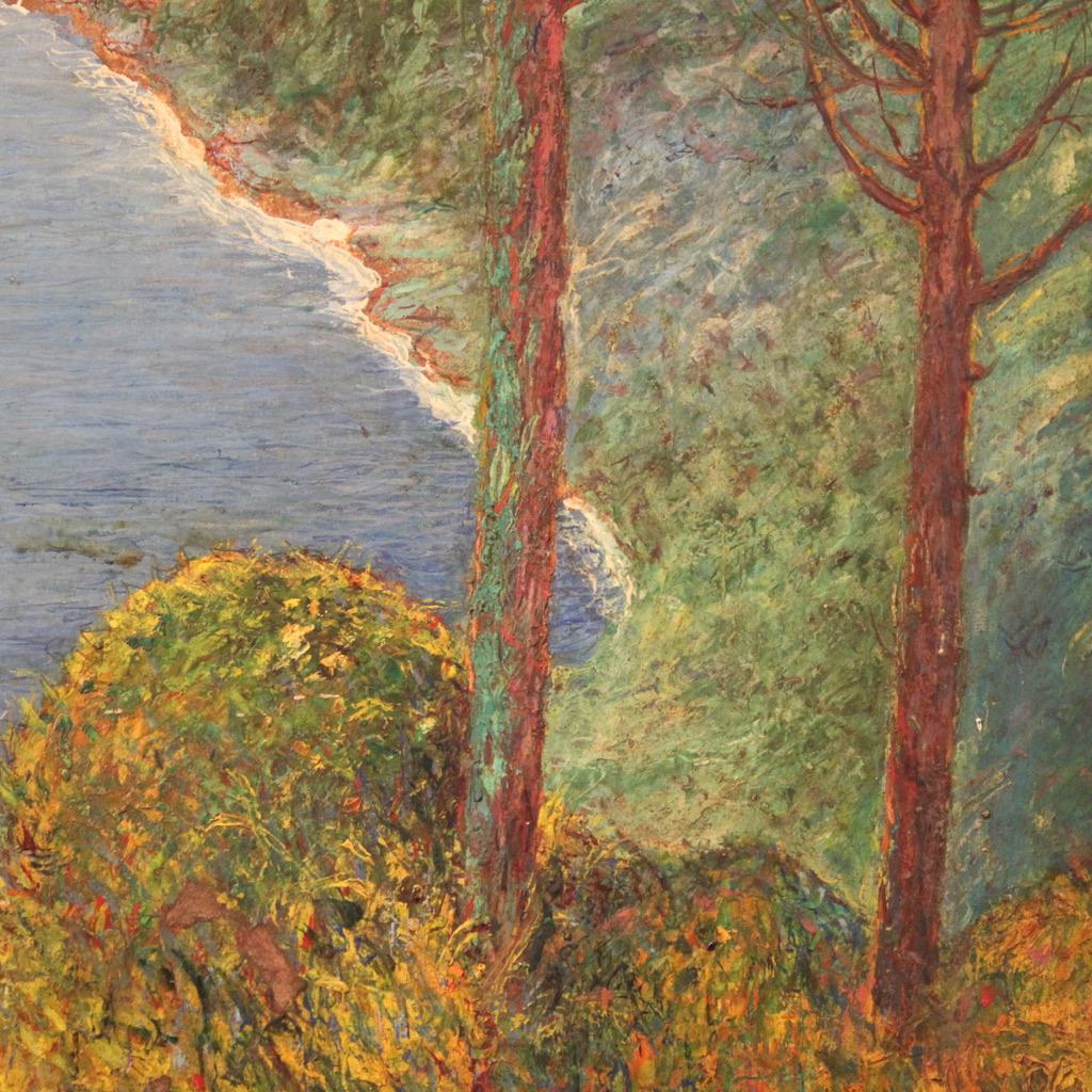 20th Century Oil on Board Italian Signed Landscape Painting, 1950s For Sale 12