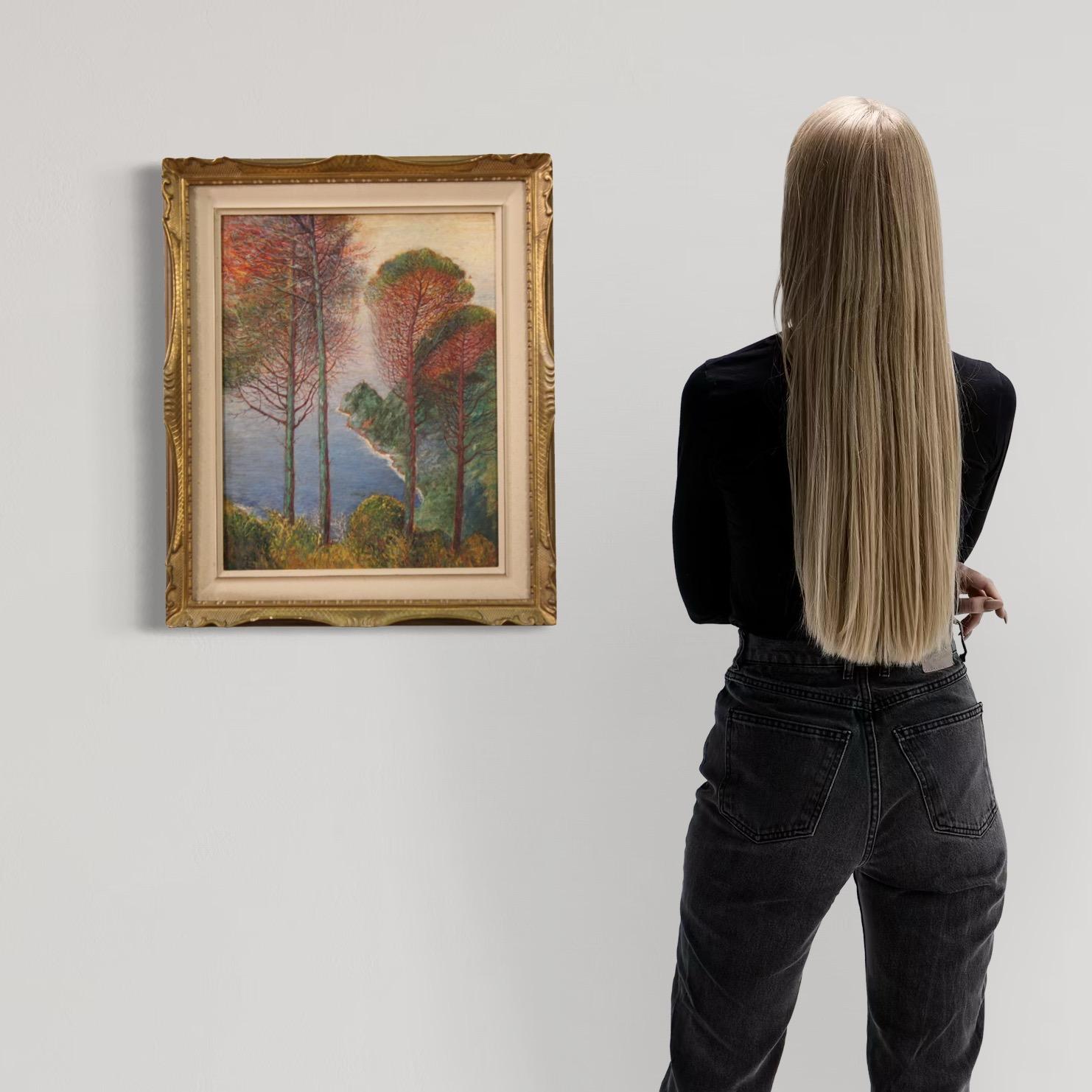 20th Century Oil on Board Italian Signed Landscape Painting, 1950s - Brown Figurative Painting by Unknown