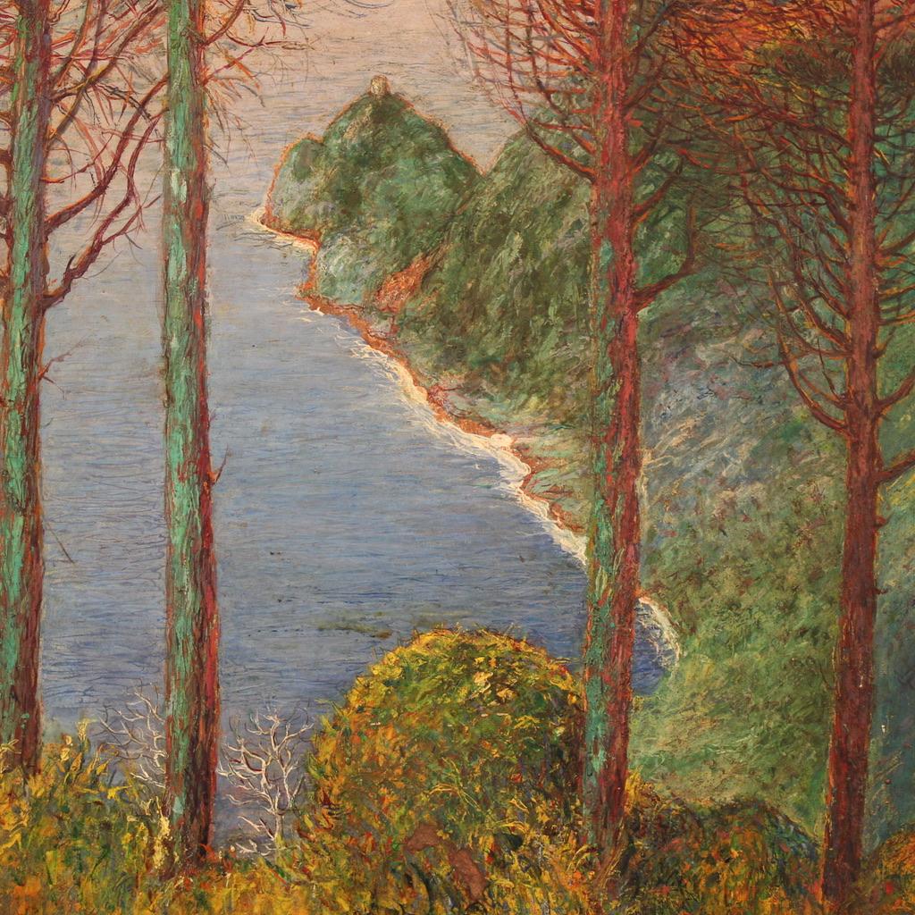20th Century Oil on Board Italian Signed Landscape Painting, 1950s For Sale 4