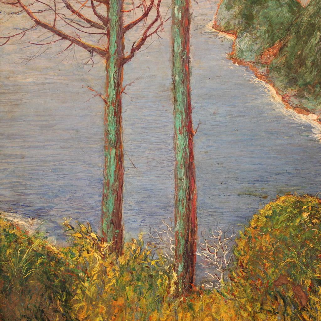 20th Century Oil on Board Italian Signed Landscape Painting, 1950s For Sale 5