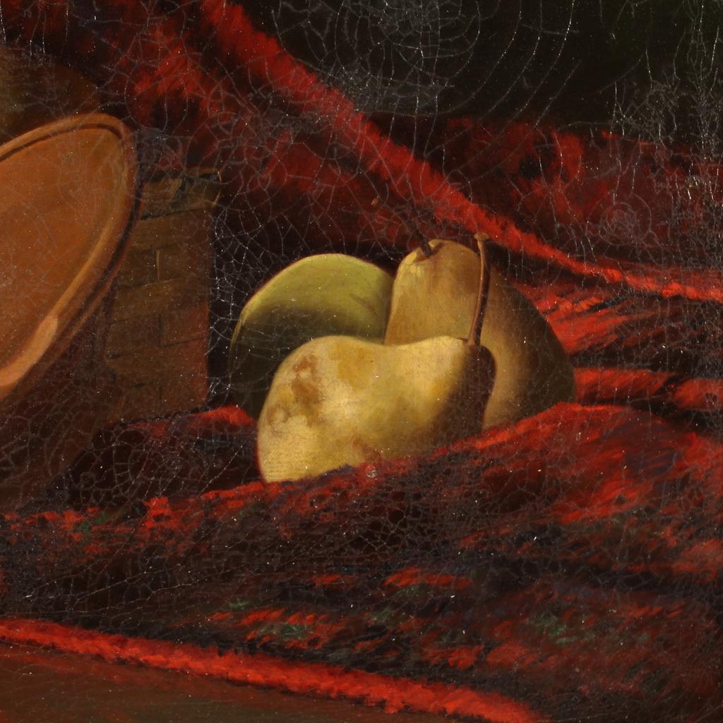 20th Century Oil on Canvas Dutch Signed Dated Still Life Painting Fruits, 1917 im Angebot 7