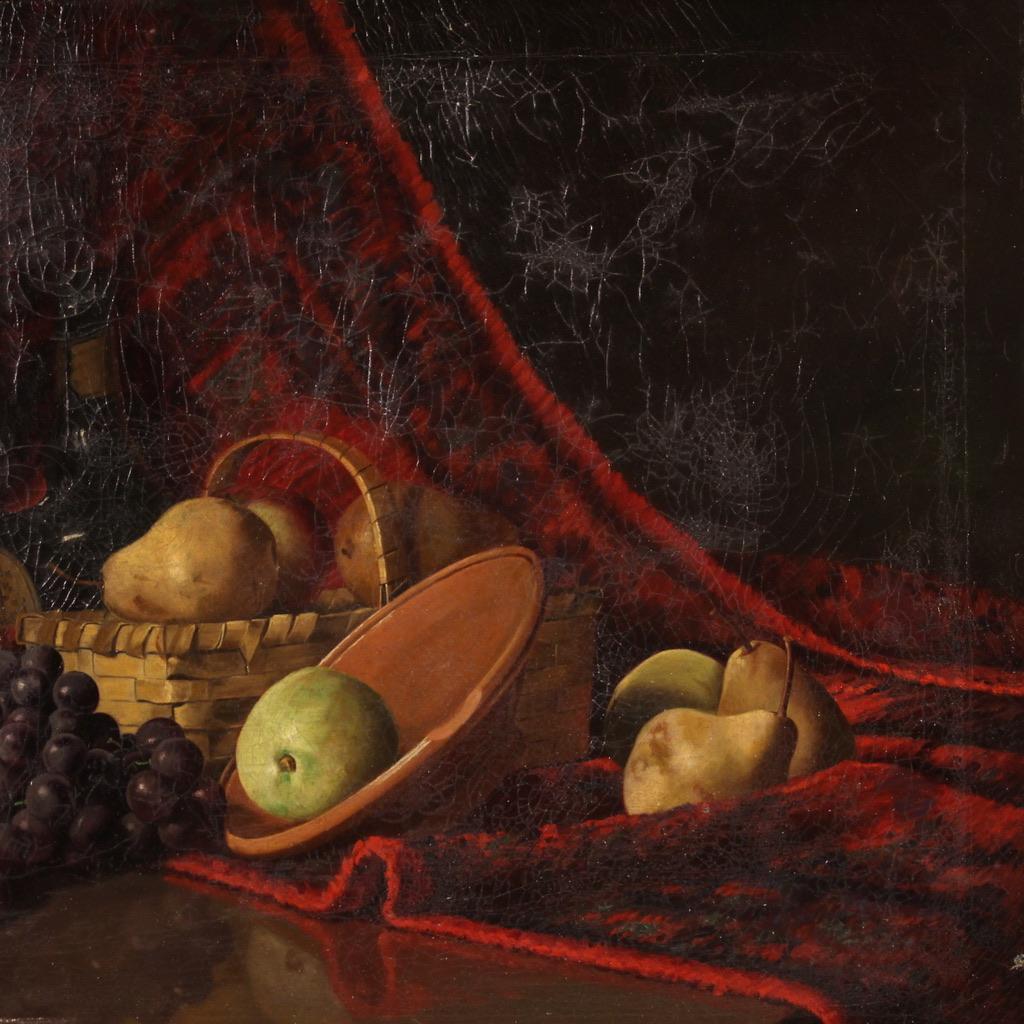 20th Century Oil on Canvas Dutch Signed Dated Still Life Painting Fruits, 1917 im Angebot 8