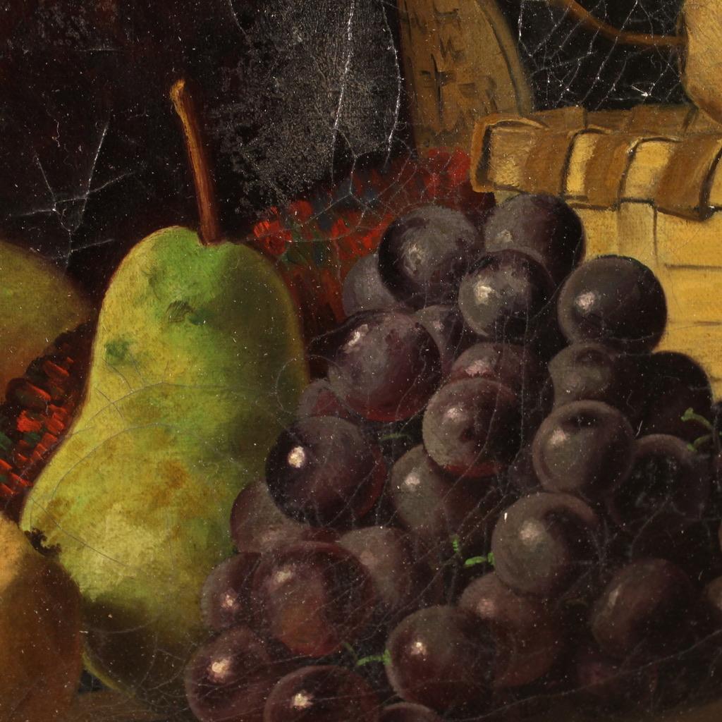 20th Century Oil on Canvas Dutch Signed Dated Still Life Painting Fruits, 1917 im Angebot 9