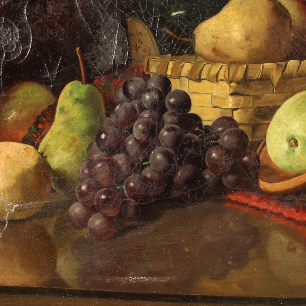 20th Century Oil on Canvas Dutch Signed Dated Still Life Painting Fruits, 1917 im Angebot 11