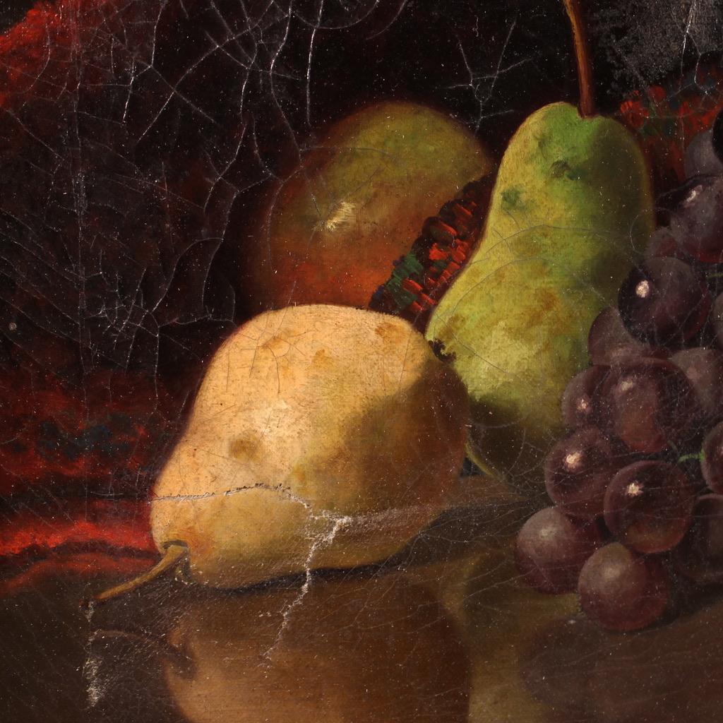 20th Century Oil on Canvas Dutch Signed Dated Still Life Painting Fruits, 1917 im Angebot 1