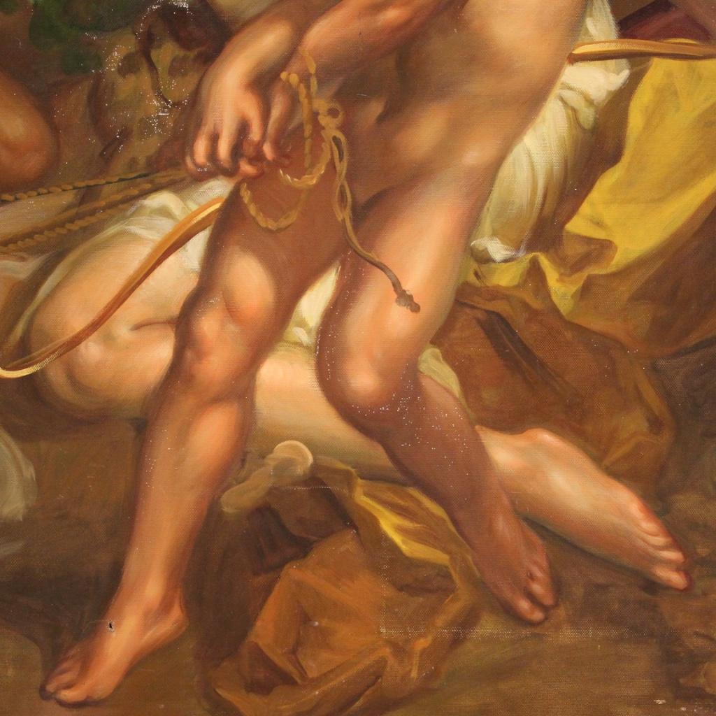 20th Century Oil on Canvas Italian Mythological Painting Diana the Huntress 1930 in vendita 11