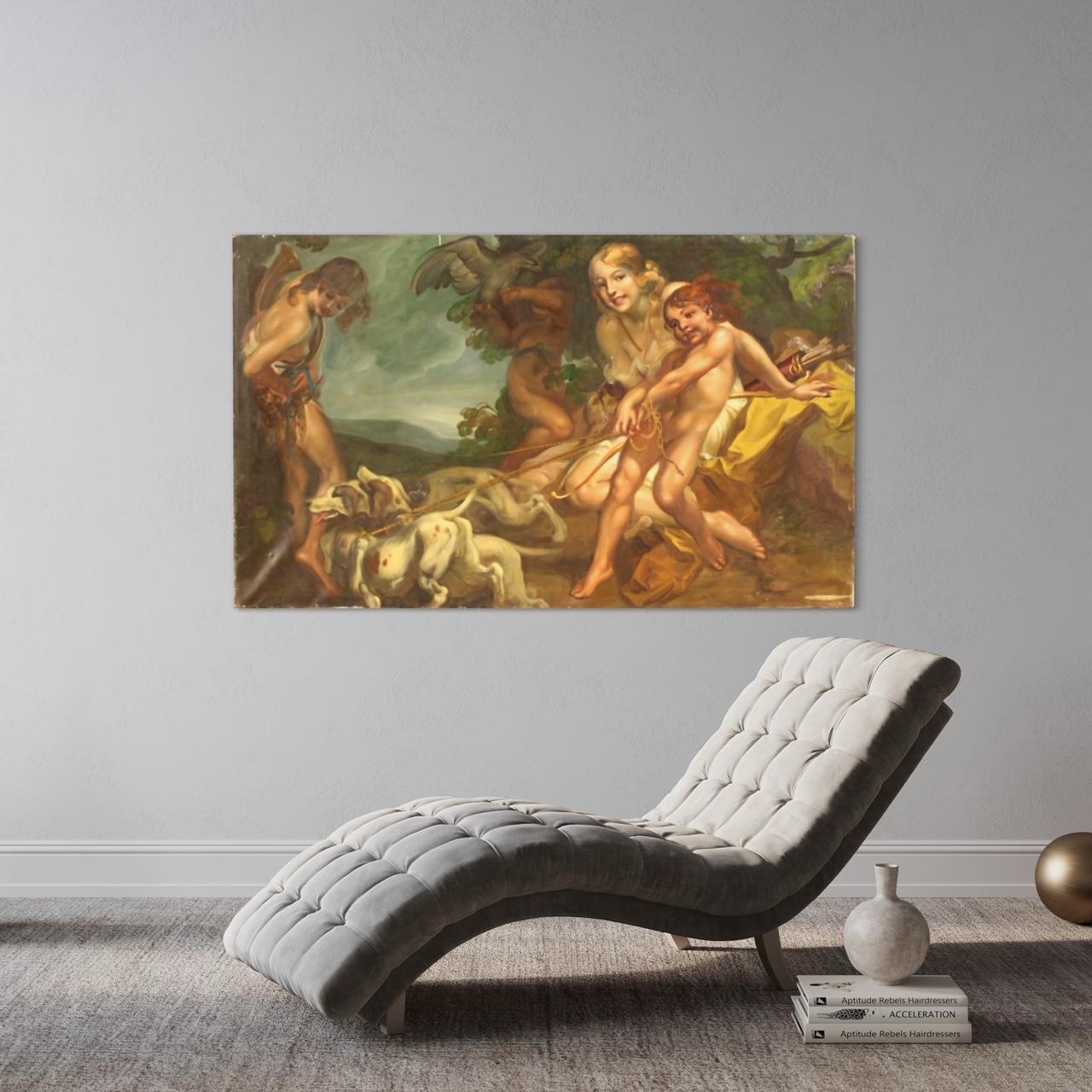 20th Century Oil on Canvas Italian Mythological Painting Diana the Huntress 1930 in vendita 2