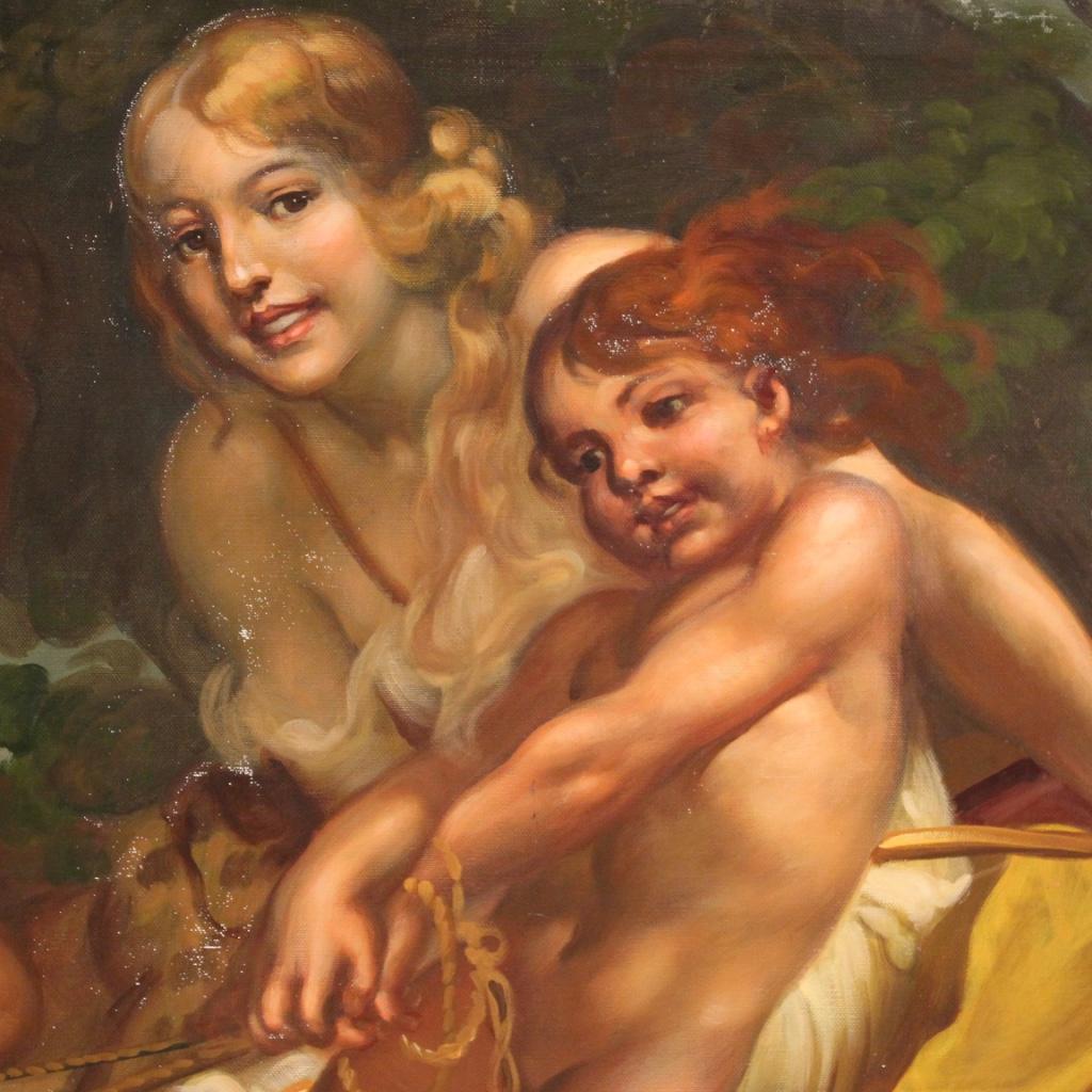 20th Century Oil on Canvas Italian Mythological Painting Diana the Huntress 1930 in vendita 5