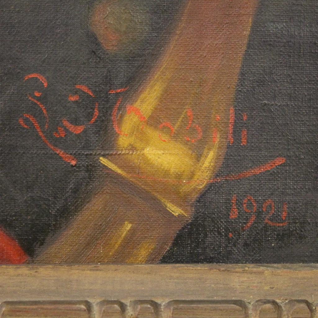 20th Century Oil on Canvas Italian Signed Dated Painting Portrait of Child, 1921 in vendita 2