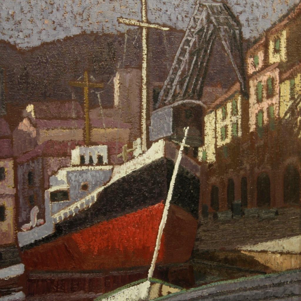 20. Jahrhundert Öl auf Leinwand Italienisch signiert Seelandschaft Gemälde, 1960 im Angebot 6