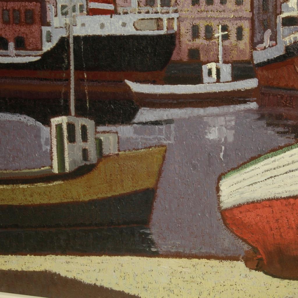 20. Jahrhundert Öl auf Leinwand Italienisch signiert Seelandschaft Gemälde, 1960 im Angebot 7