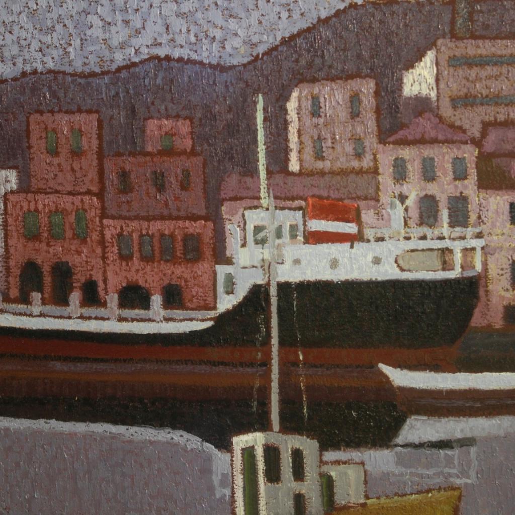 20. Jahrhundert Öl auf Leinwand Italienisch signiert Seelandschaft Gemälde, 1960 im Angebot 8
