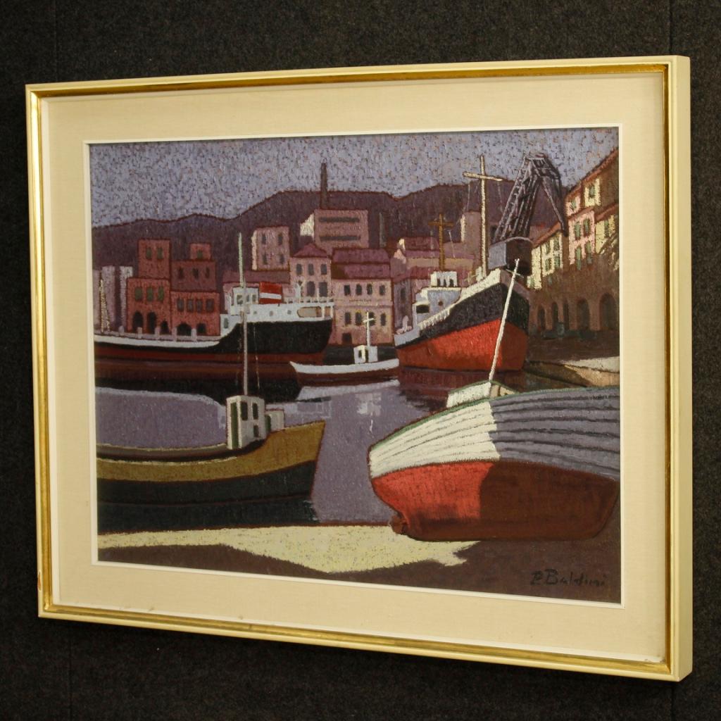 20. Jahrhundert Öl auf Leinwand Italienisch signiert Seelandschaft Gemälde, 1960 im Angebot 2