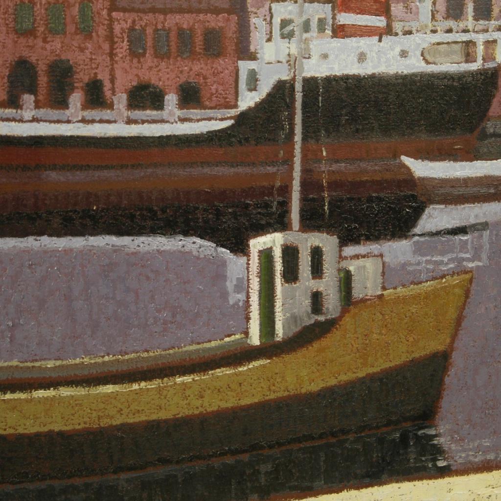 20. Jahrhundert Öl auf Leinwand Italienisch signiert Seelandschaft Gemälde, 1960 im Angebot 4