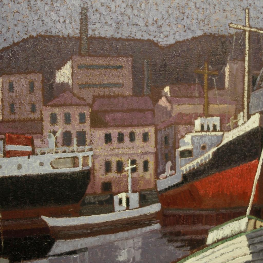 20. Jahrhundert Öl auf Leinwand Italienisch signiert Seelandschaft Gemälde, 1960 im Angebot 5