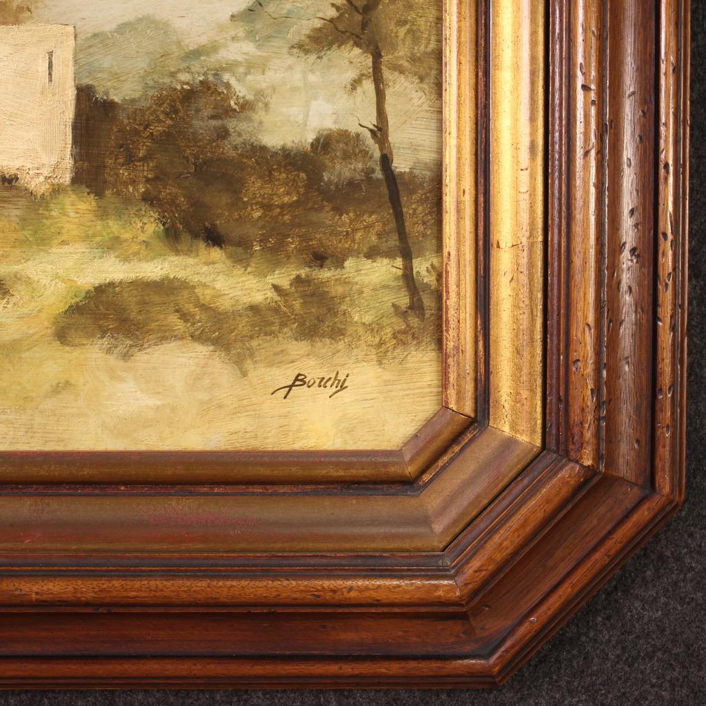 siglo XX Óleo sobre masonita Pintura de paisaje firmada en italiano, 1960 en venta 3