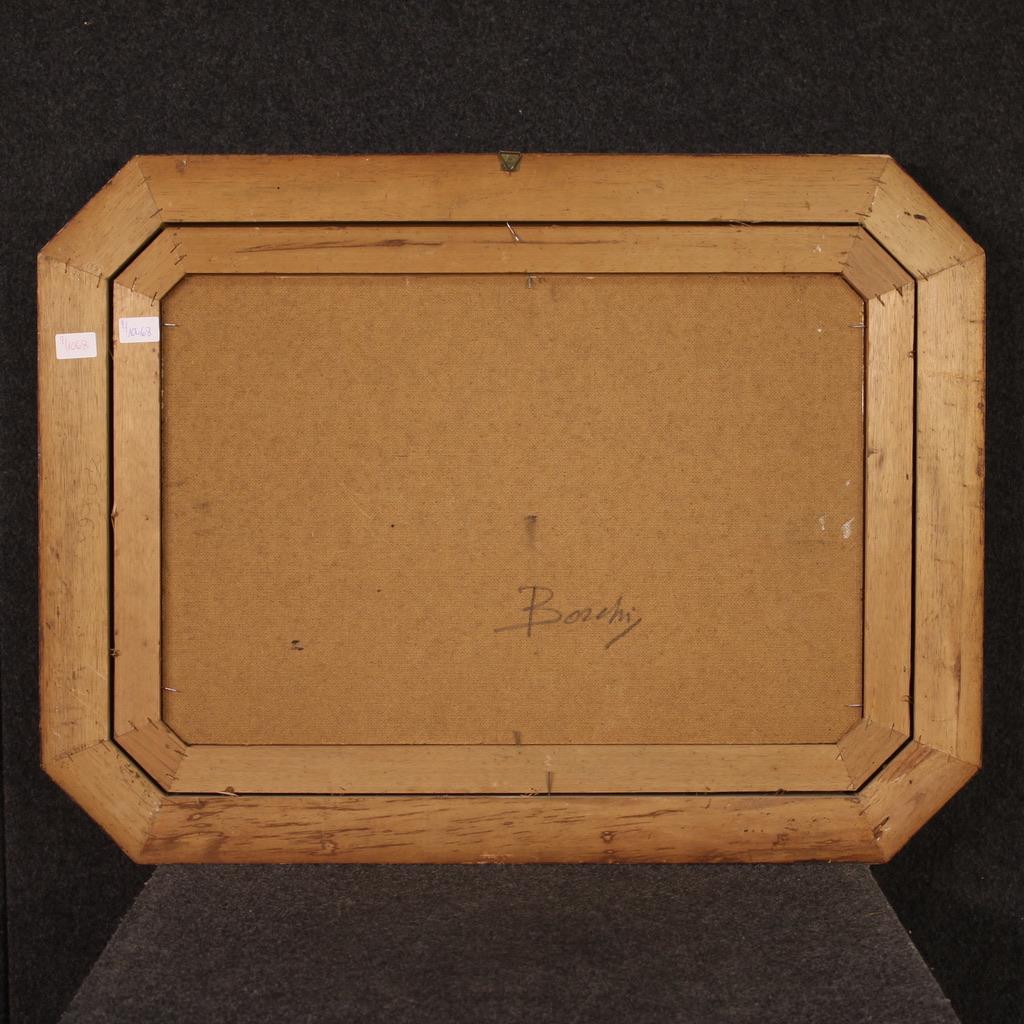 siglo XX Óleo sobre masonita Pintura de paisaje firmada en italiano, 1960 en venta 5