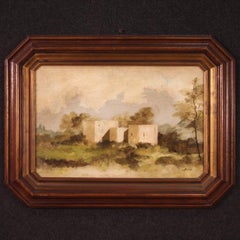 20e siècle Huile sur Masonite Peinture de paysage italienne signée, 1960