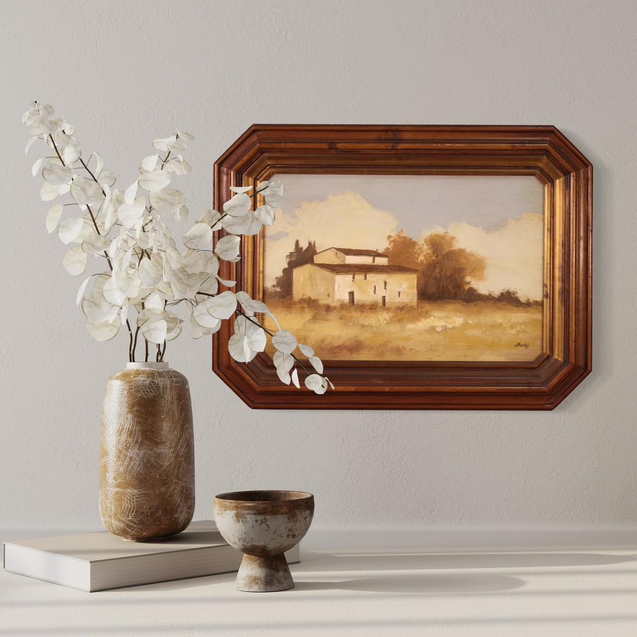 siglo XX Óleo sobre masonita Firmado Paisaje Pequeña casa Pintura italiana, 1960 en venta 10