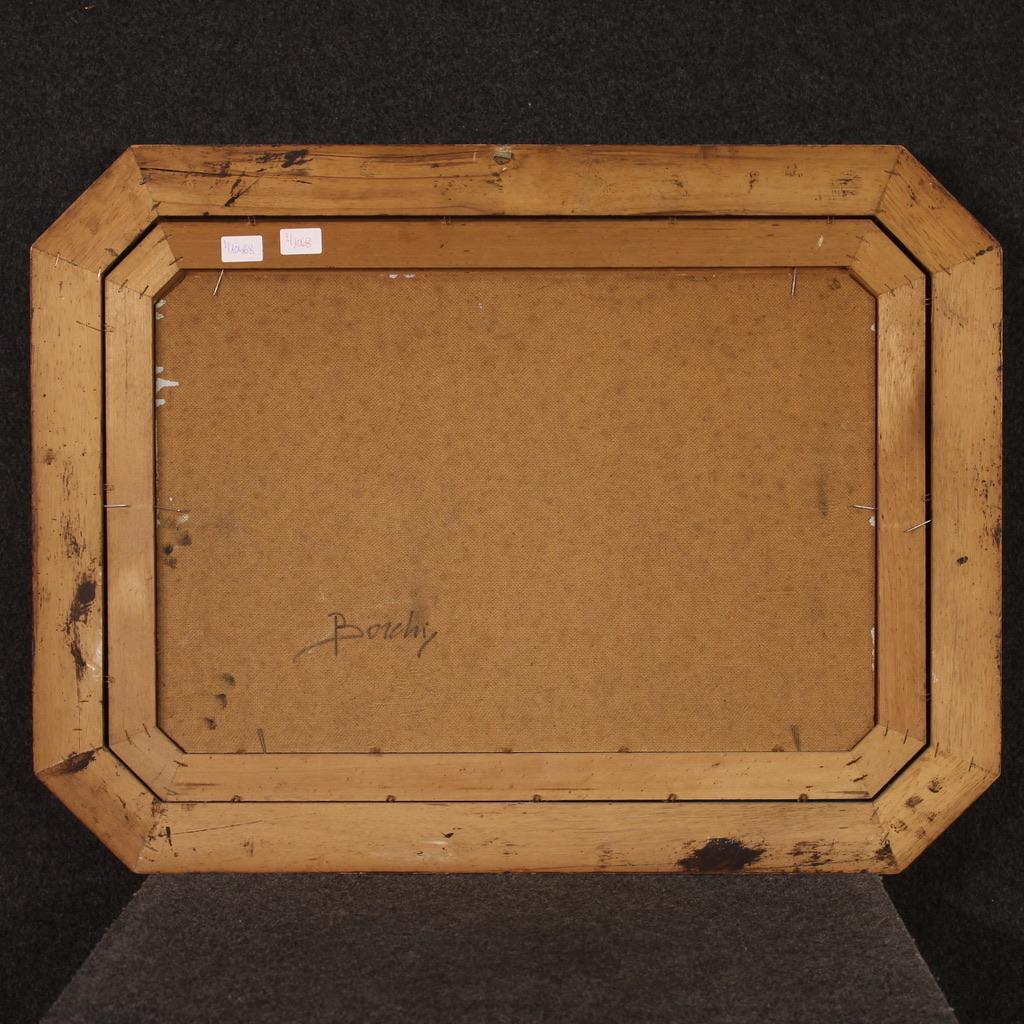 siglo XX Óleo sobre masonita Firmado Paisaje Pequeña casa Pintura italiana, 1960 en venta 2