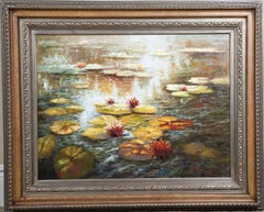 20th Century Oil Painting of Lily Pads Signed by Artist