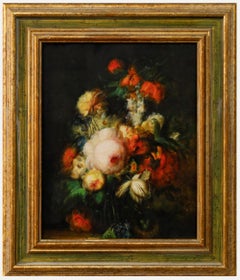 20th Century Oil - Peonies and Parrot Tulips