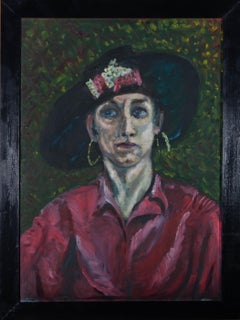 20th Century Oil - Portrait of a Woman in Pink