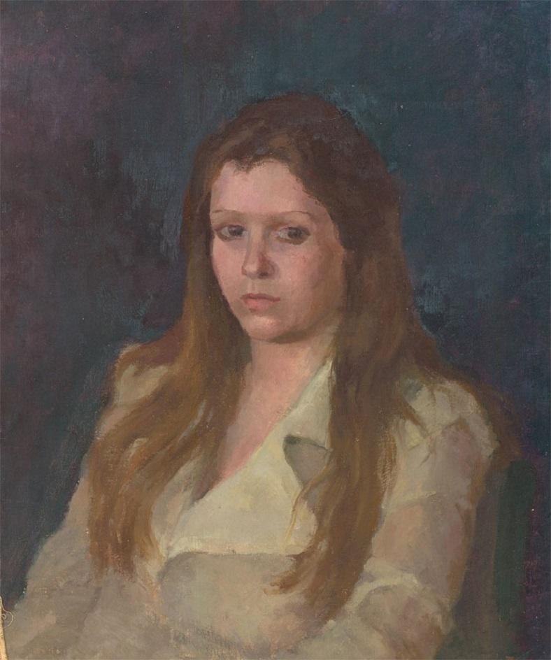 Unknown Portrait Painting - 20th Century Oil - Portrait of a Young Girl