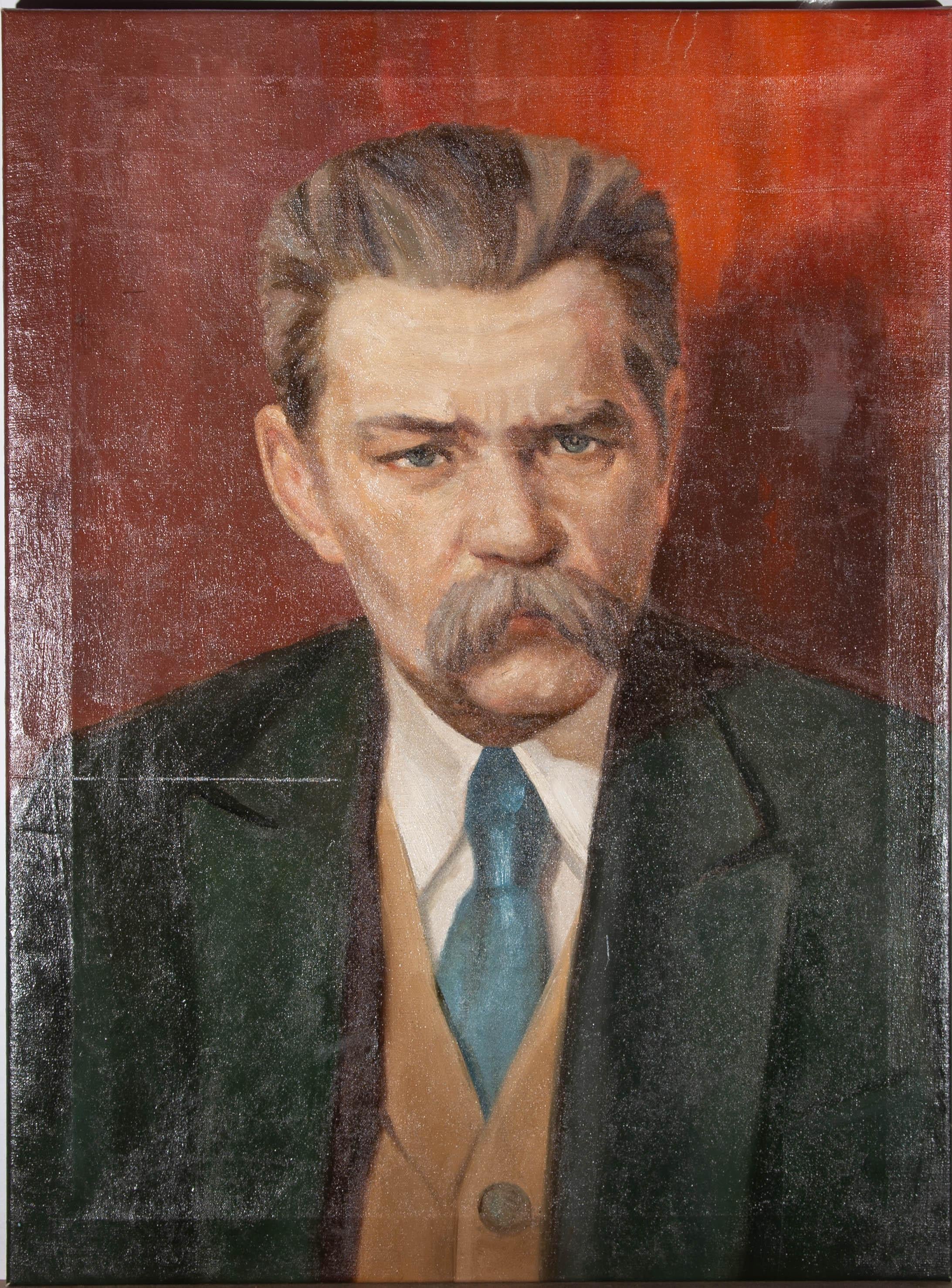 20th Century Oil - Portrait of Maxim Gorky - Painting by Unknown