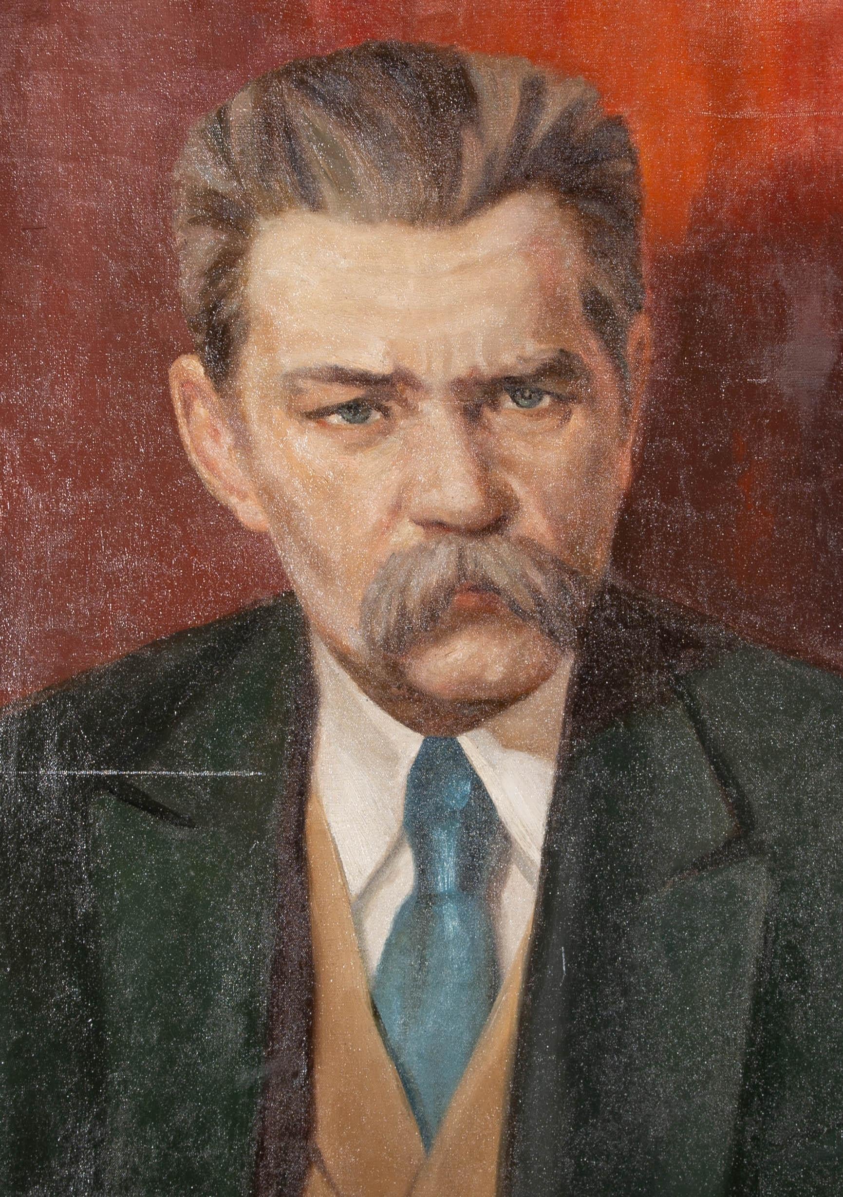 Unknown Portrait Painting - 20th Century Oil - Portrait of Maxim Gorky