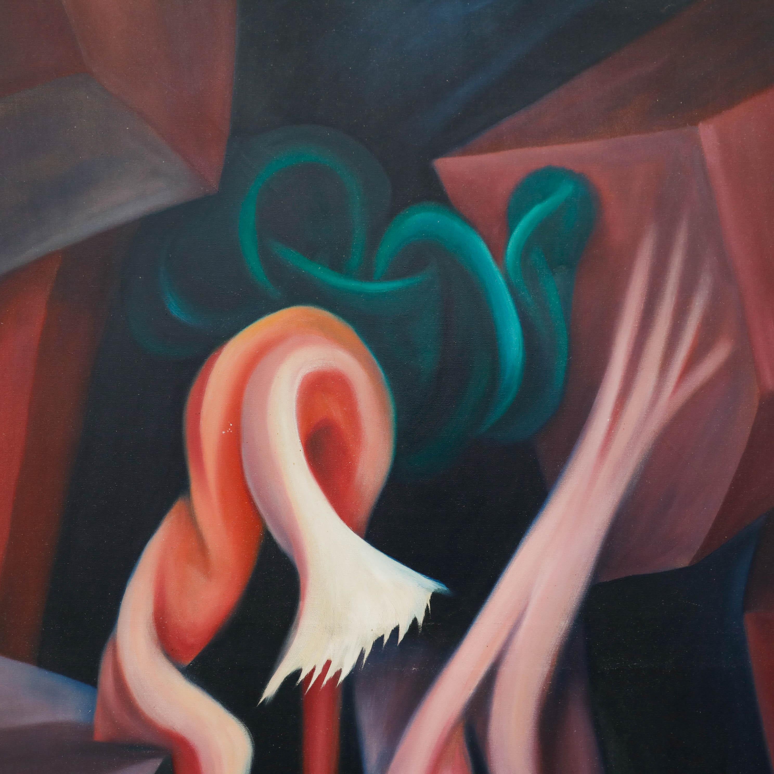 Ölgemälde des 20. Jahrhunderts – Bänder (Schwarz), Abstract Painting, von Unknown