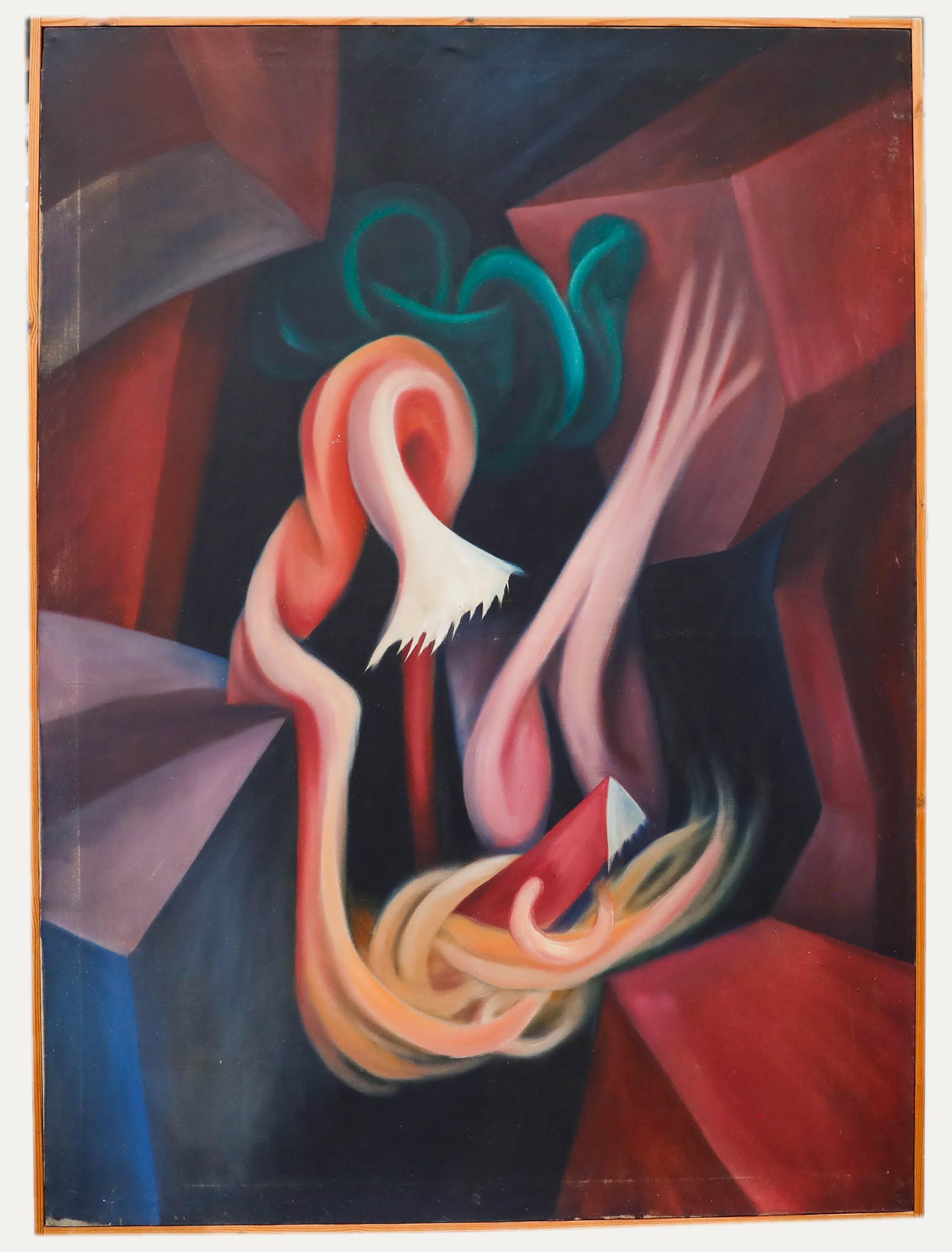 Unknown Abstract Painting – Ölgemälde des 20. Jahrhunderts – Bänder